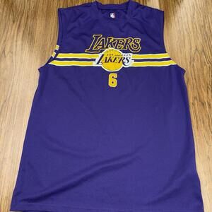 ☆NBA ! LOS ANGELES LAKERS LEBRON JAMES #6 JERSEY PURPLE YELLOW T-SHIRTS SIZE M